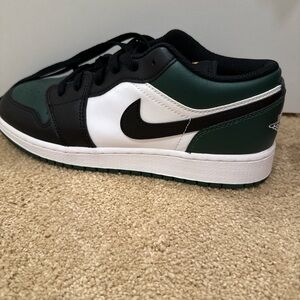 Brand New! Jordan Black, White, and Green Sneakers